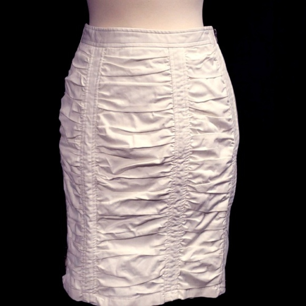 Nanette Lepore Ruched White Skirt